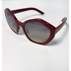 Prada SPR 08X Oversized Sunglasses Ruby Red Burgundy Gray Gradient Pre-owned